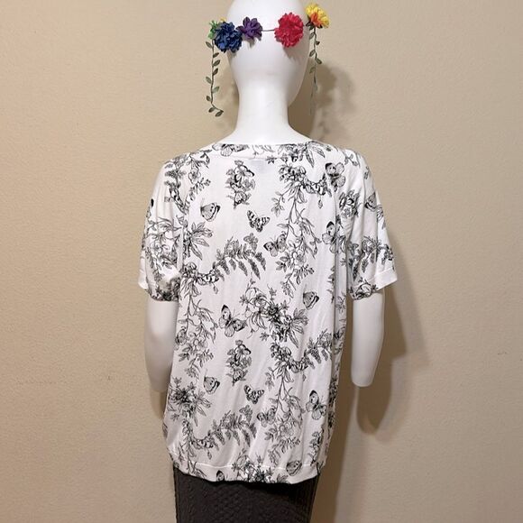 TALBOTS Elbow Sleeve Pullover Butterfly Toile Size 1X - Picture 6 of 12